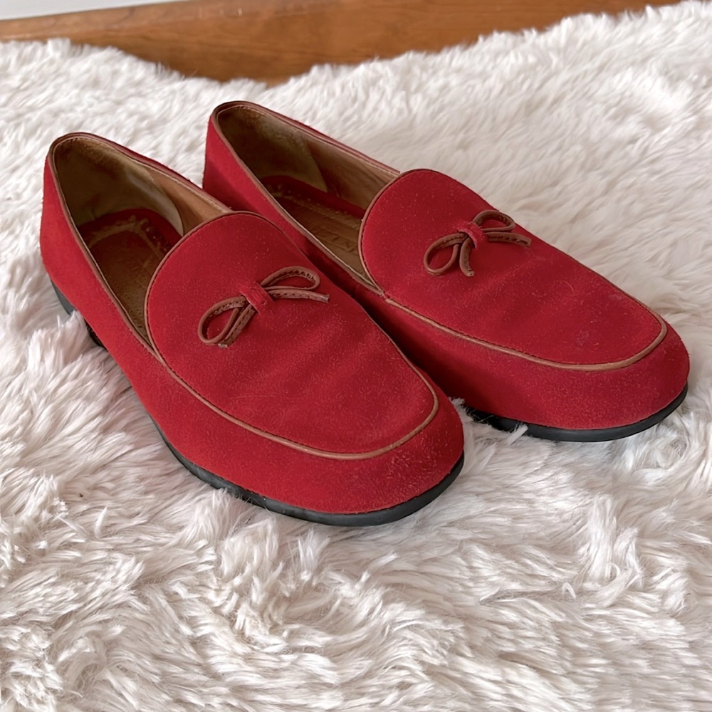 Lands’ End Women’s Red Suede Flats; Size 8.5; EUC